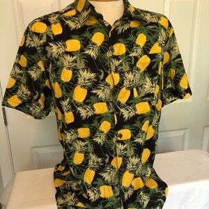 Island Republic Black Shirt with Yellow Pineapples
